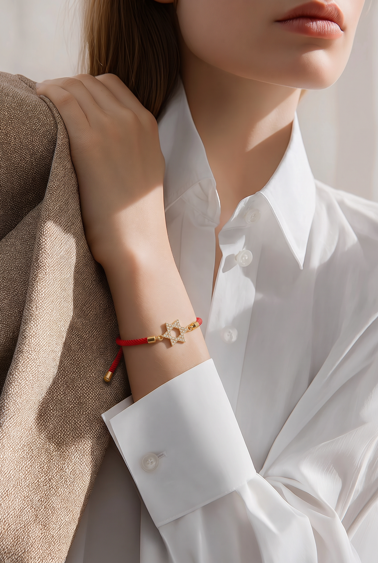 Red String Magen David Bracelet with Diamantes | Adjustable