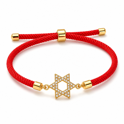 Red String Magen David Bracelet with Diamantes | Adjustable