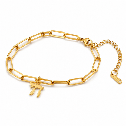 Chai Symbol Paperclip Bracelet - Gold & Silver Plated Judaica