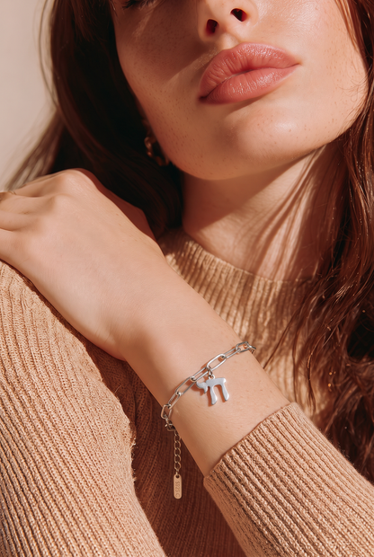 Chai Symbol Paperclip Bracelet - Gold & Silver Plated Judaica