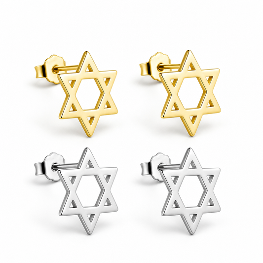 Star of David (Magen David) Stud Earrings - Gold & Silver