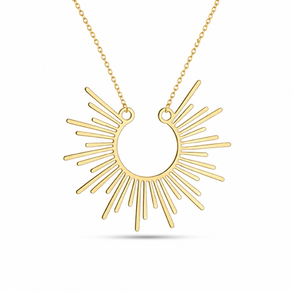 Gold Sunburst Necklace & Hoop Earring Set | Hypoallergenic Jewelry