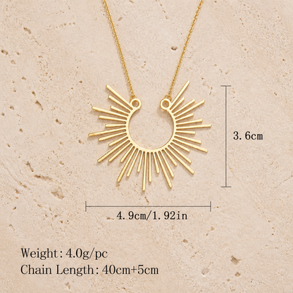 Gold Sunburst Necklace & Hoop Earring Set | Hypoallergenic Jewelry