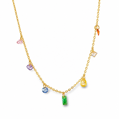 Rainbow Opalescent Water Drop Necklace & Bracelet Set | Hypoallergenic Jewelry