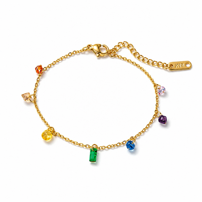Rainbow Opalescent Water Drop Necklace & Bracelet Set | Hypoallergenic Jewelry