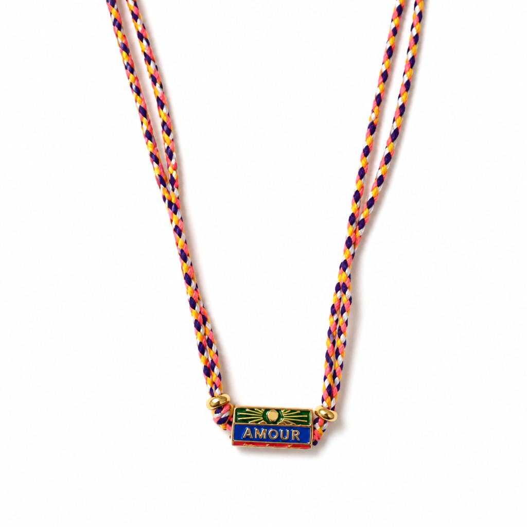 Gold Plated Evil Eye Enamel Bead Rope Necklace - Boho Charm Statement Jewelry