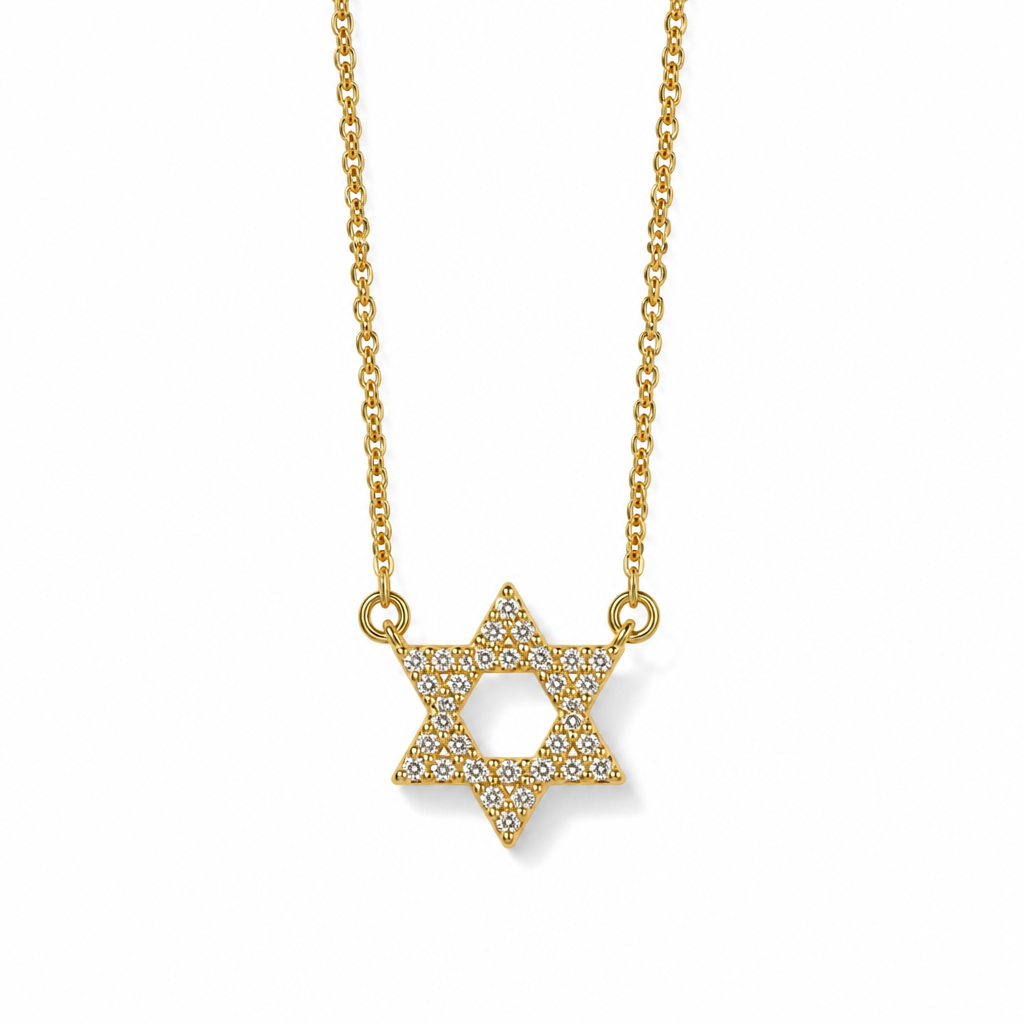 Magen David Zircon Necklace | Silver & Gold Plated Judaica Jewelry