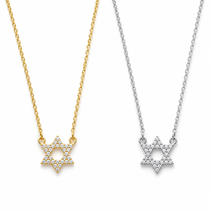 Magen David Zircon Necklace | Silver & Gold Plated Judaica Jewelry