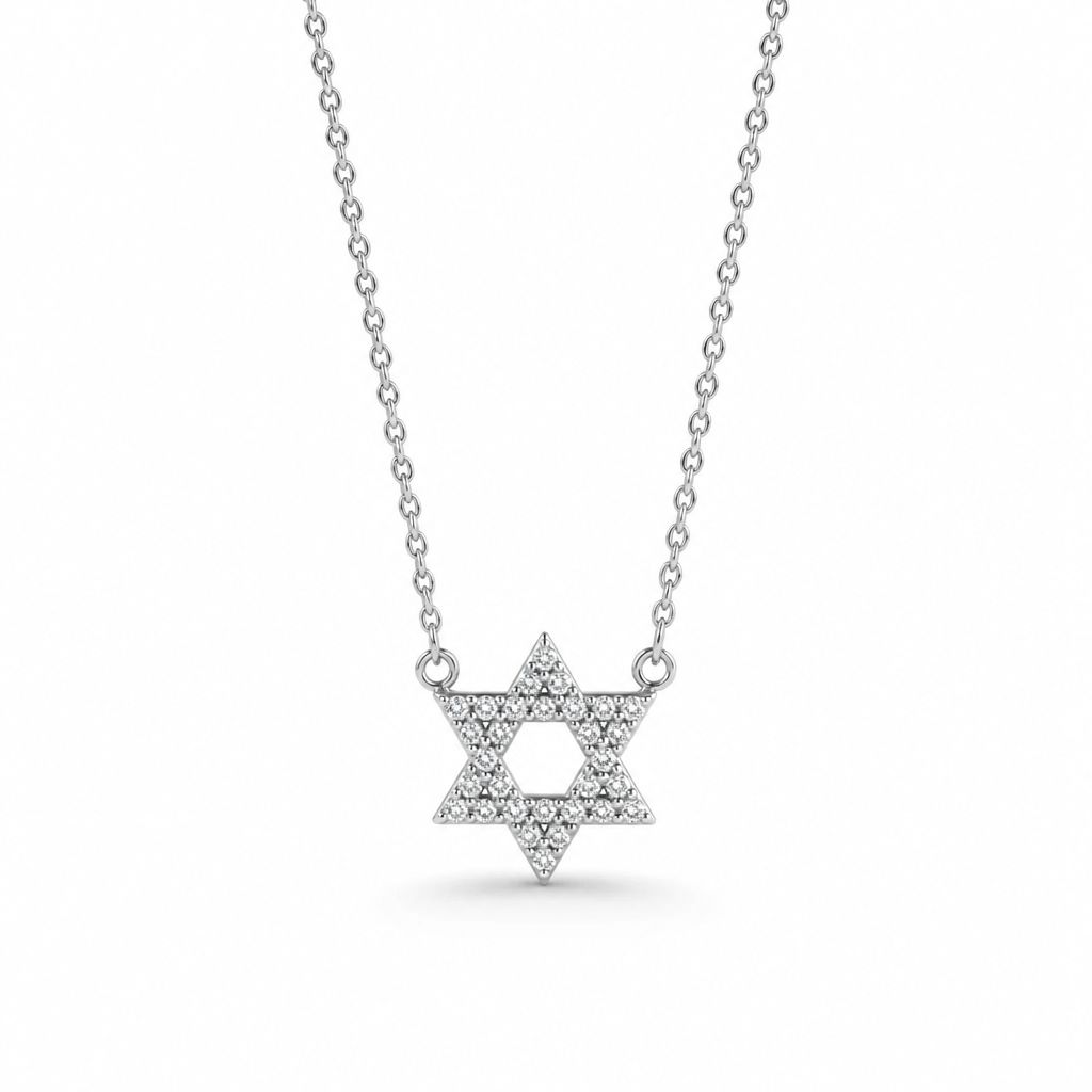 Magen David Zircon Necklace | Silver & Gold Plated Judaica Jewelry
