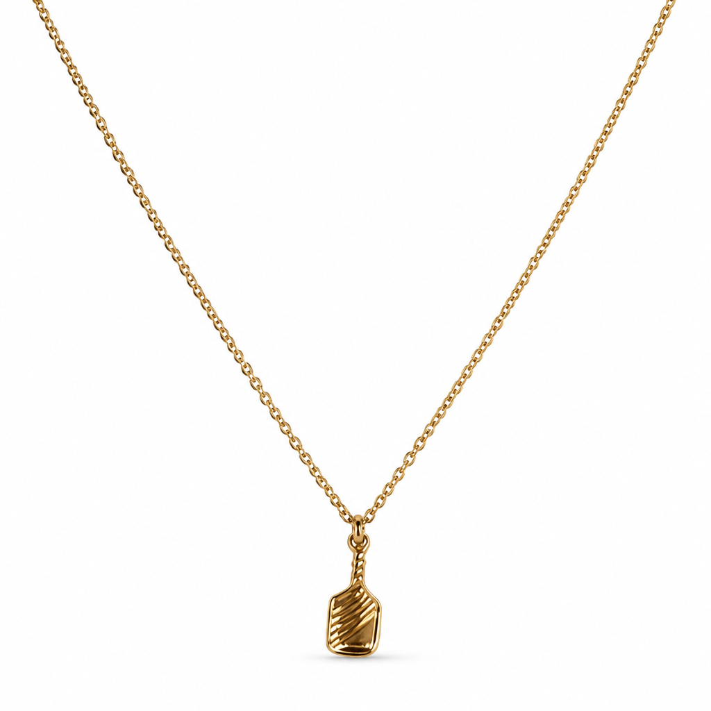 Pickleball Paddle Pendant Necklace - Gold Plated