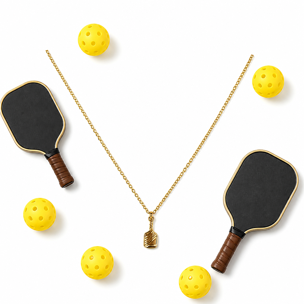Pickleball Paddle Pendant Necklace - Gold Plated