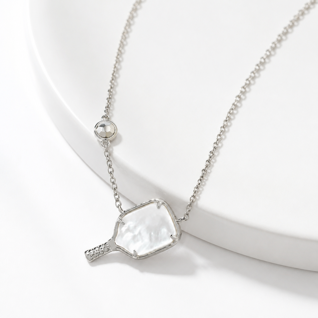 Pickleball Pendant Necklace – Gold, Silver & Mother of Pearl | Style-NV