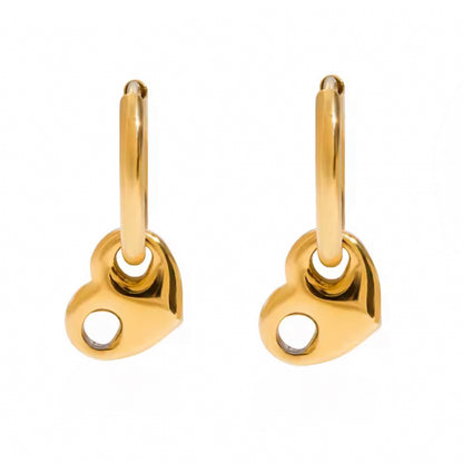 Puffy Heart Hoop Earrings