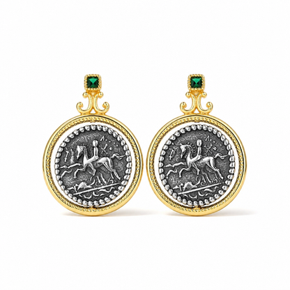 Two-Sided Swivel Coin Drop Earrings, Gold | Style-NV