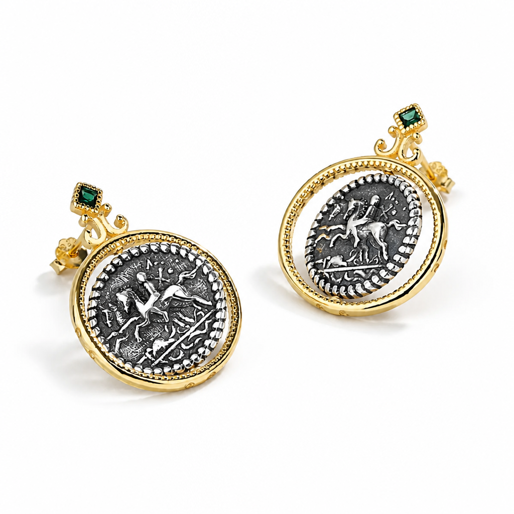 Two-Sided Swivel Coin Drop Earrings, Gold | Style-NV