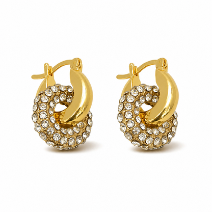 Interlocked Pavé & Polished Chunky Hoop Earrings | Gold Everyday Statement Hoops