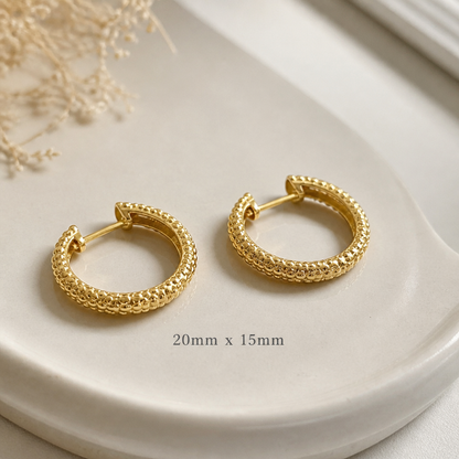 Pavé Crystal Gold Hoop Earrings | Medium Chunky Everyday Hoops