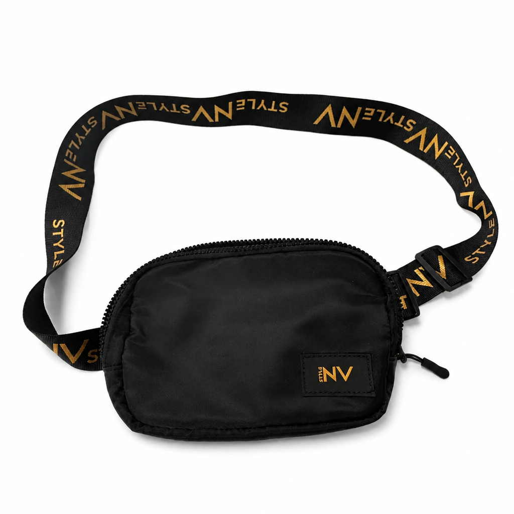 Style-NV Signature Bum Bag & Crossbody | Adjustable Strap, Twin-Zip Black Nylon