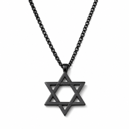 Star of David Pendant Necklace — Men’s & Unisex | Silver, Gold, Charcoal | 60cm Curb Chain
