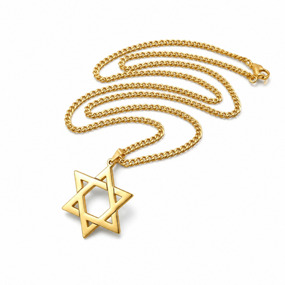 Star of David Pendant Necklace — Men’s & Unisex | Silver, Gold, Charcoal | 60cm Curb Chain