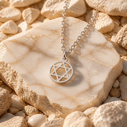 Dainty Magen David Necklace, Star of David Pendant in Gold & Silver