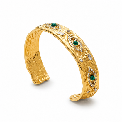 Evil Eye Cuff Bangle — 18K Gold, Waterproof