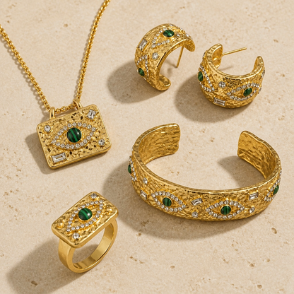 Evil Eye Cuff Bangle — 18K Gold, Waterproof