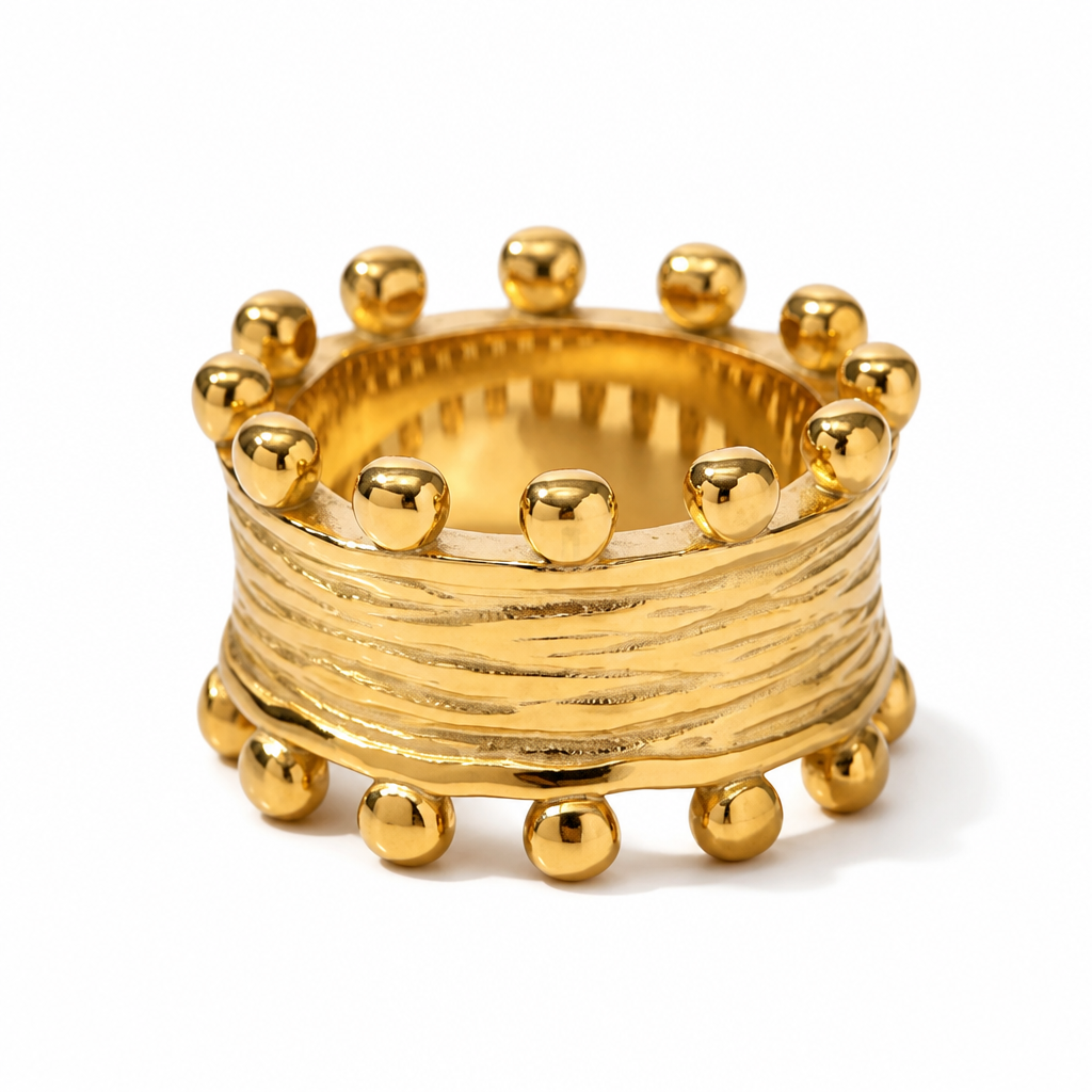 Wood Grain Textured Statement Ring — 18K Gold Plated
