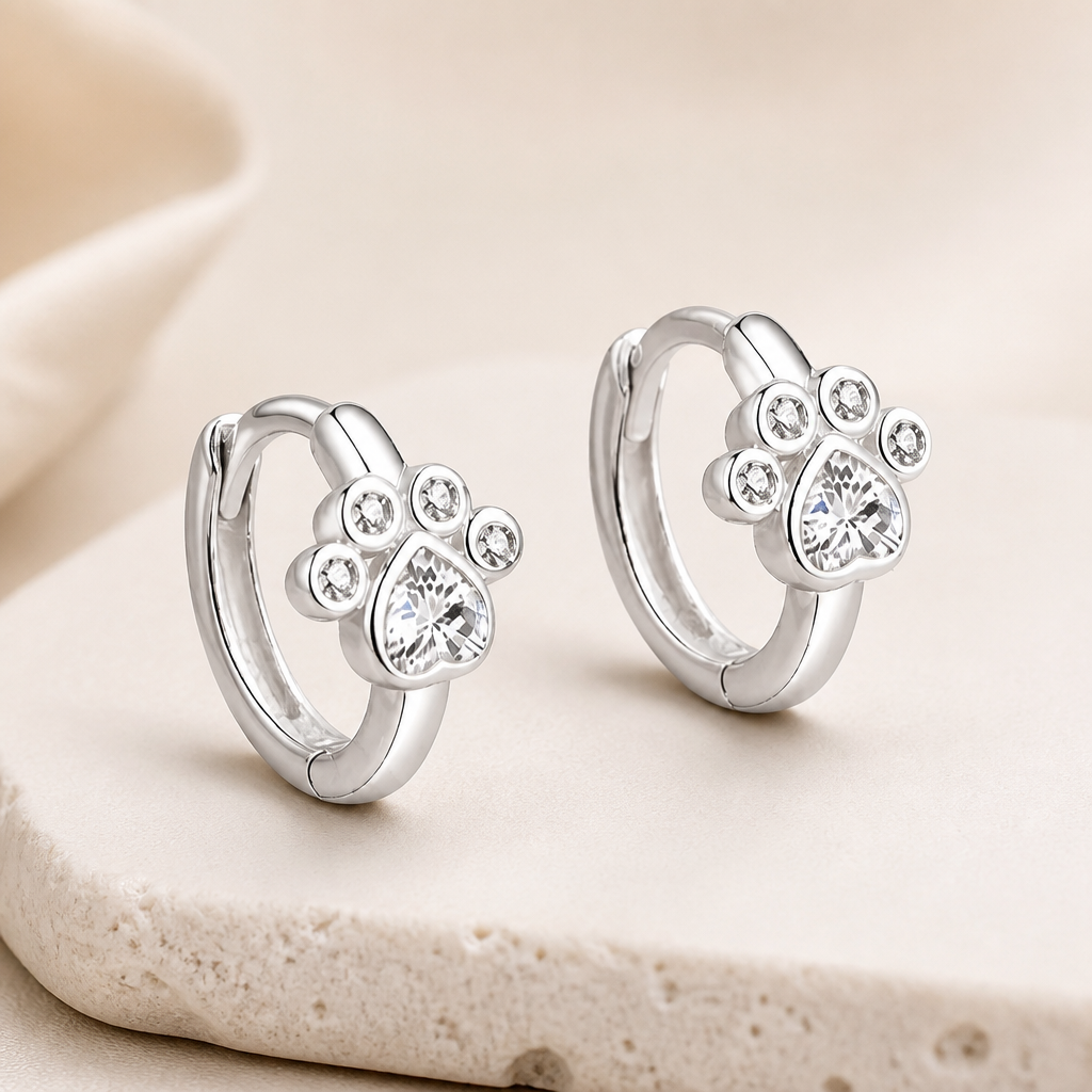 Delicate Paw Print Huggie Earrings – Gold & Silver | Style-NV