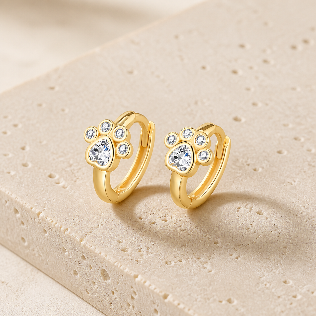 Delicate Paw Print Huggie Earrings – Gold & Silver | Style-NV