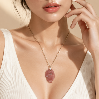 Natural Gemstone Hamsa Necklace – Amethyst, Turquoise, Labradorite & More | Judaica Protection Pendant