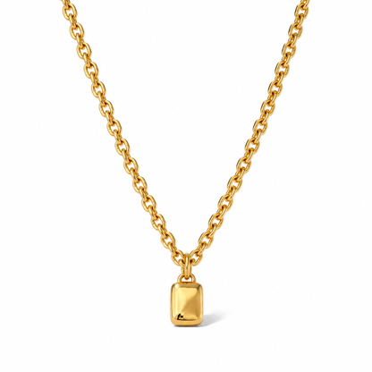 Chunky Gold Ingot Pendant Necklace, Bold Statement Chain