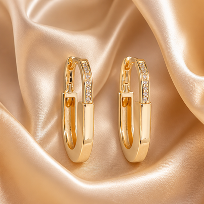 Chunky Gold Hoop Earrings with Pavé Detail – 21mm | Style-NV