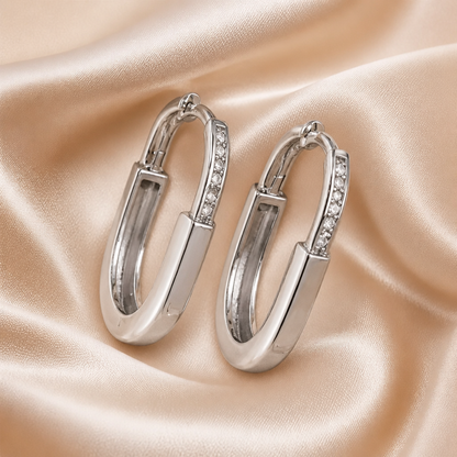 Chunky Gold Hoop Earrings with Pavé Detail – 21mm | Style-NV