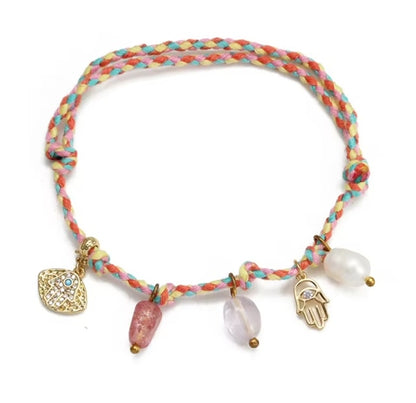Handmade Colourful Braided Evil Eye Charm Tassel Bracelet
