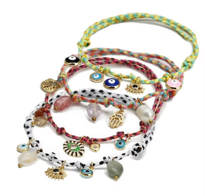 Handmade Colourful Braided Evil Eye Charm Tassel Bracelet