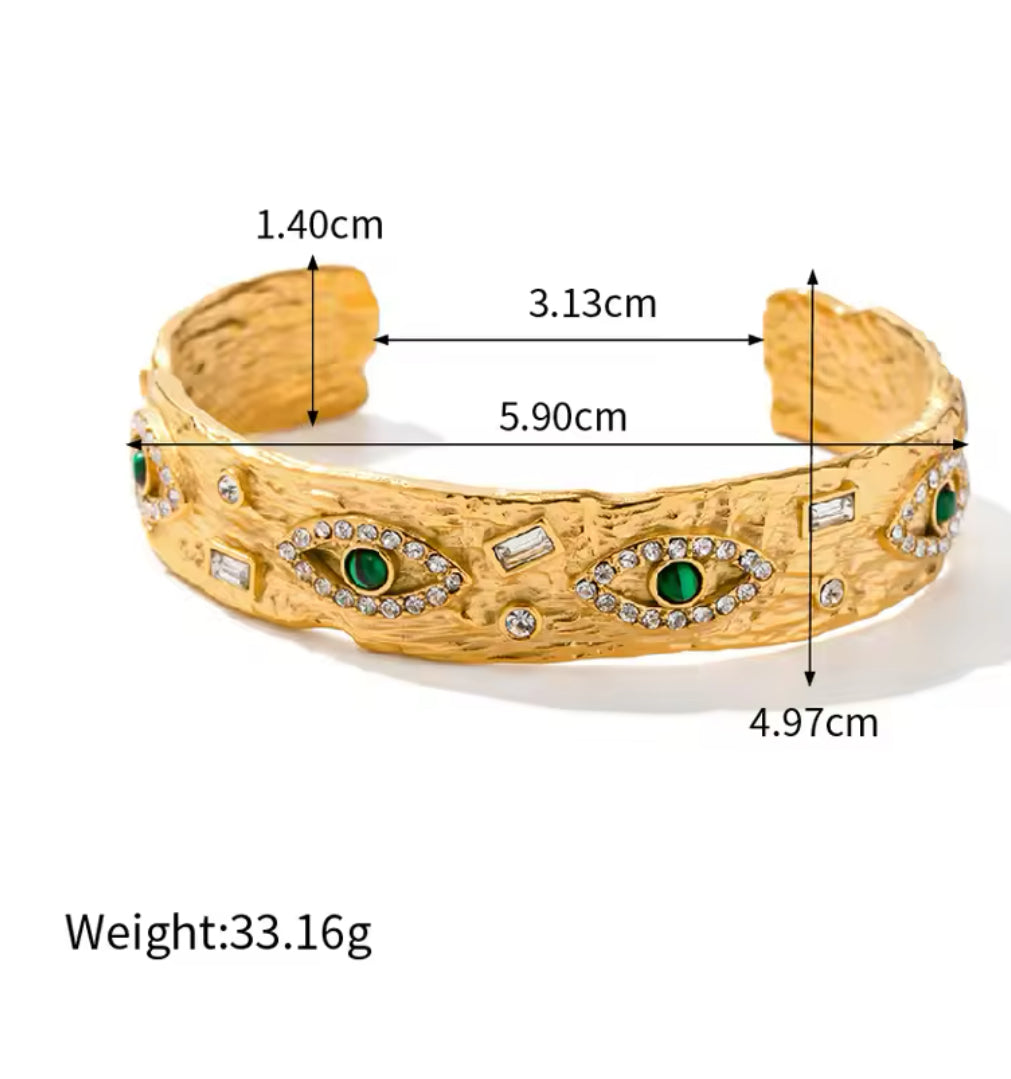 Gold Plated Evil Eye Cuff Bangle Bracelets