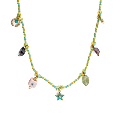 Evil Eye Handmade Colourful Braided Charm Tassel Necklace