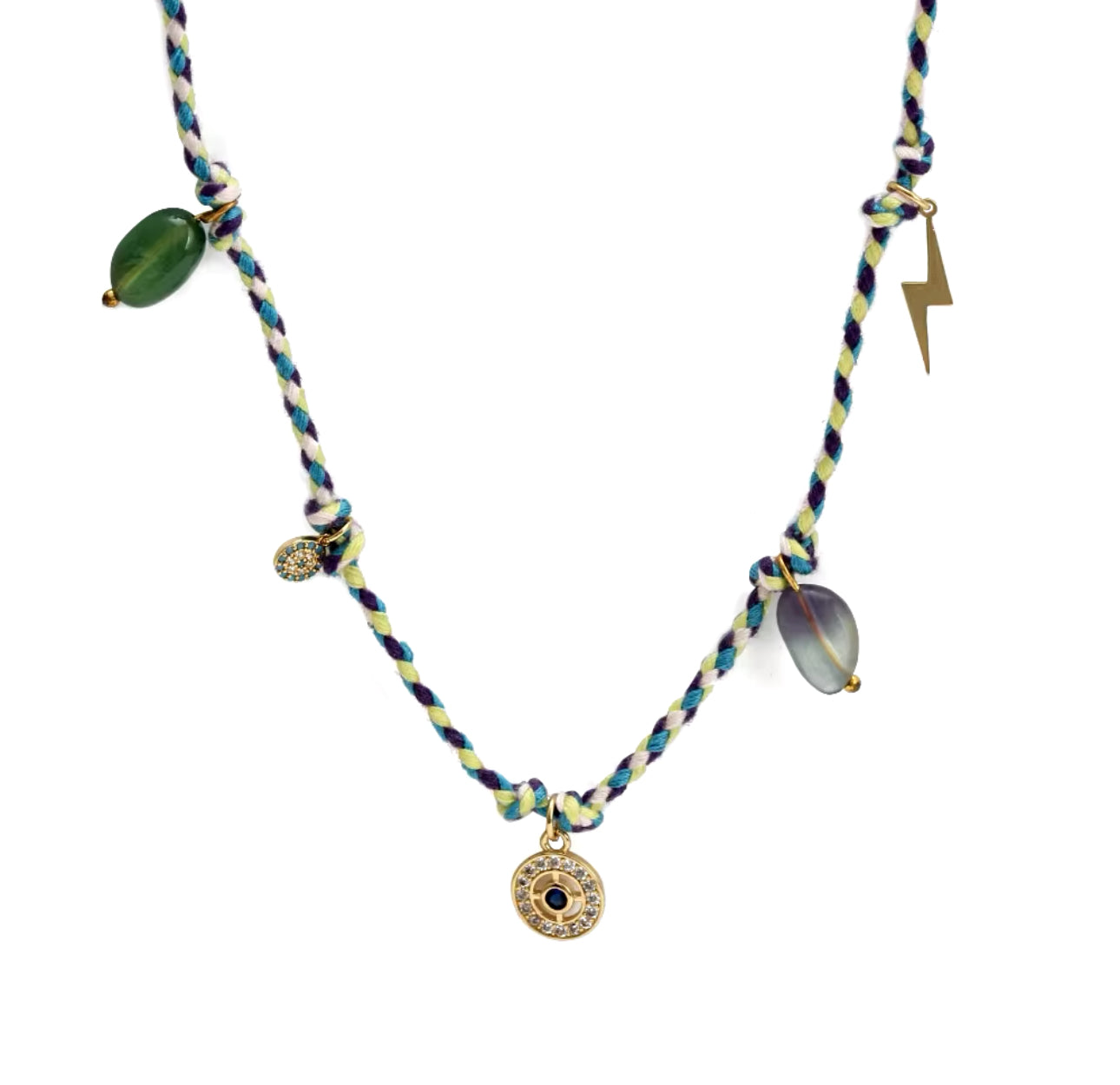 Evil Eye Handmade Colourful Braided Charm Tassel Necklace