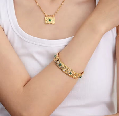 Gold Plated Evil Eye Cuff Bangle Bracelets