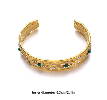 Gold Plated Evil Eye Cuff Bangle Bracelets