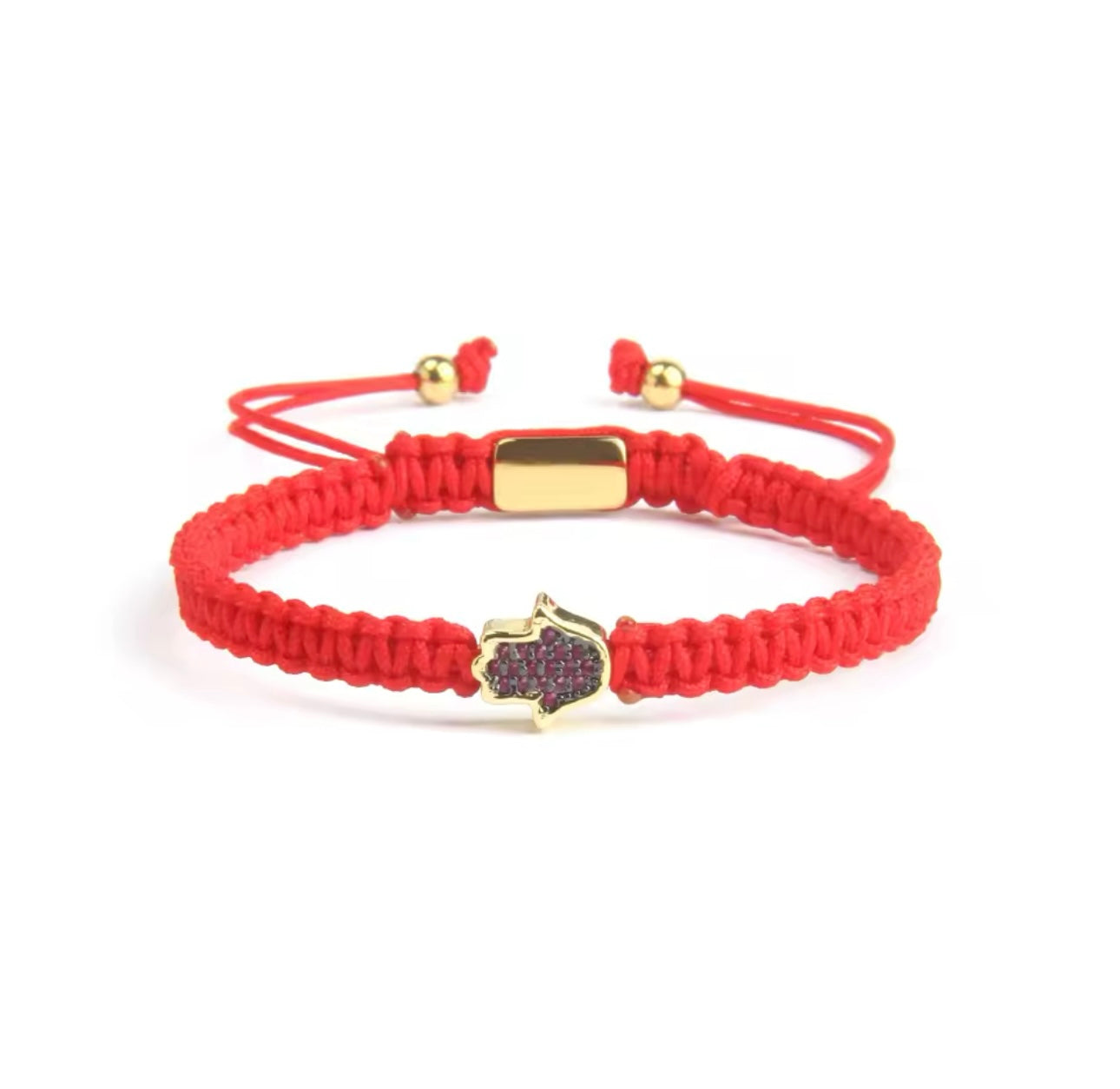 Handwoven Hamsa Charm Bracelets – Adjustable Cord in Vibrant Colours