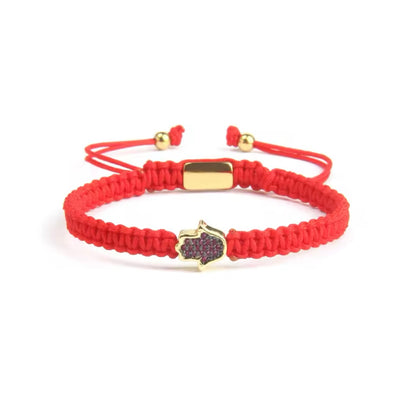 Handwoven Hamsa Charm Bracelets – Adjustable Cord in Vibrant Colours