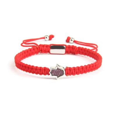 Handwoven Hamsa Charm Bracelets – Adjustable Cord in Vibrant Colours