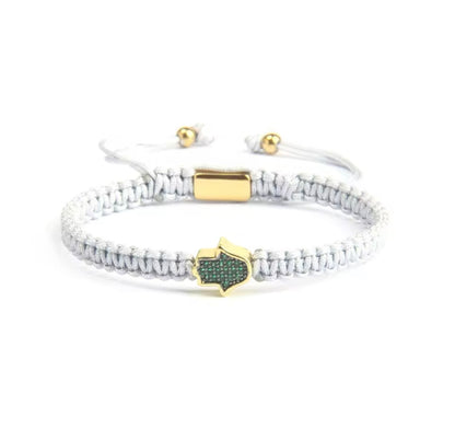 Handwoven Hamsa Charm Bracelets – Adjustable Cord in Vibrant Colours