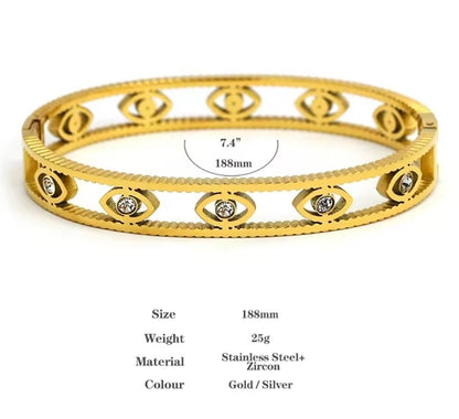 18K Gold-Plated Mystic Evil Eye cuff Bangle