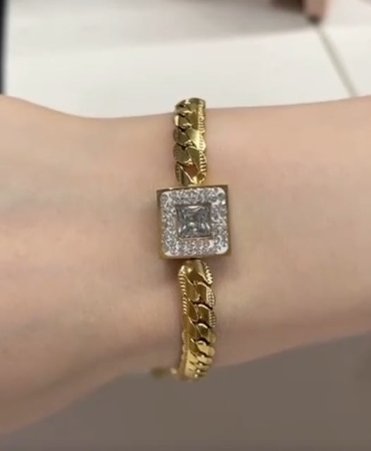 Classic Square Crystal Halo Bracelet