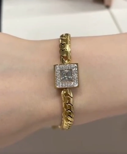 Classic Square Crystal Halo Bracelet