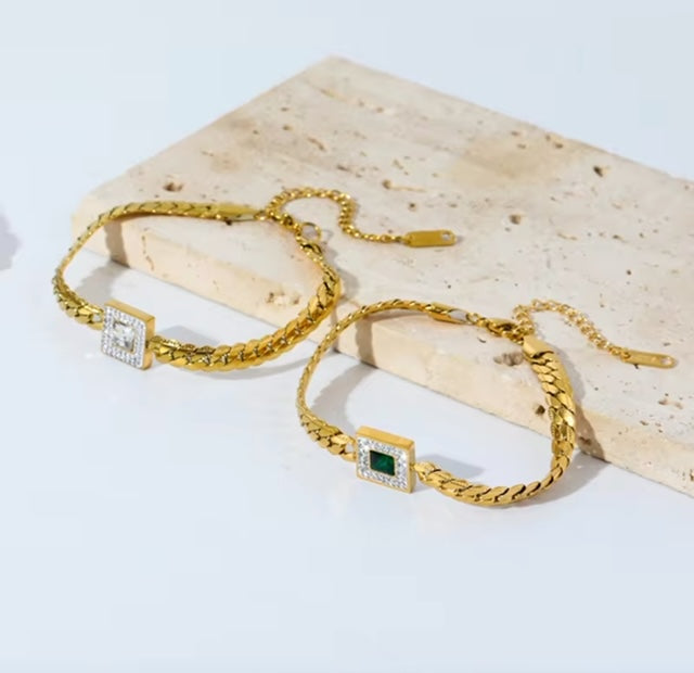 Classic Square Crystal Halo Bracelet