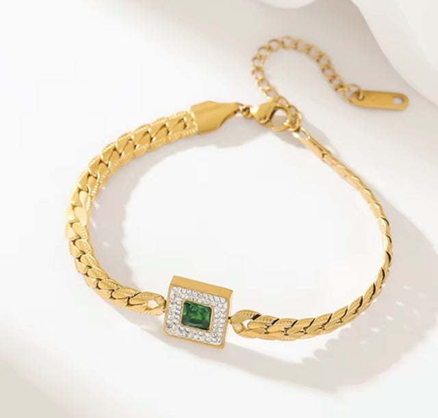 Classic Square Crystal Halo Bracelet